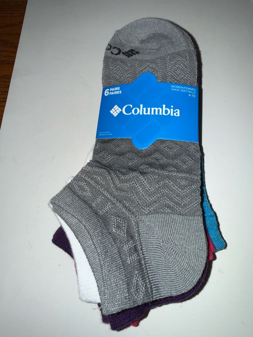 Columbia Women's Low-Cut Sock 5-Pack - Gray, White, Purple, Teal, Pink